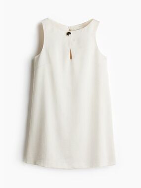 H&M Cream Sleeveless Shift Dress with Keyhole Button